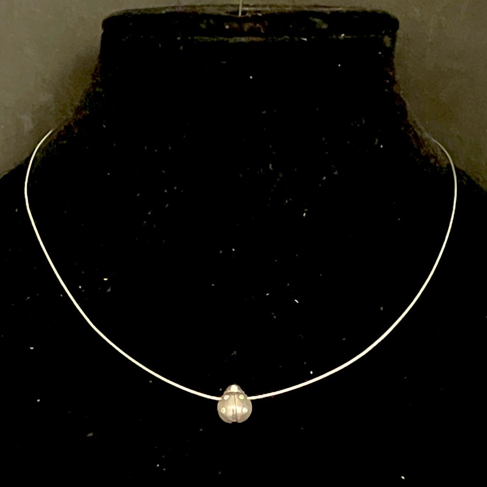 14k white gold ladybug diamond necklace